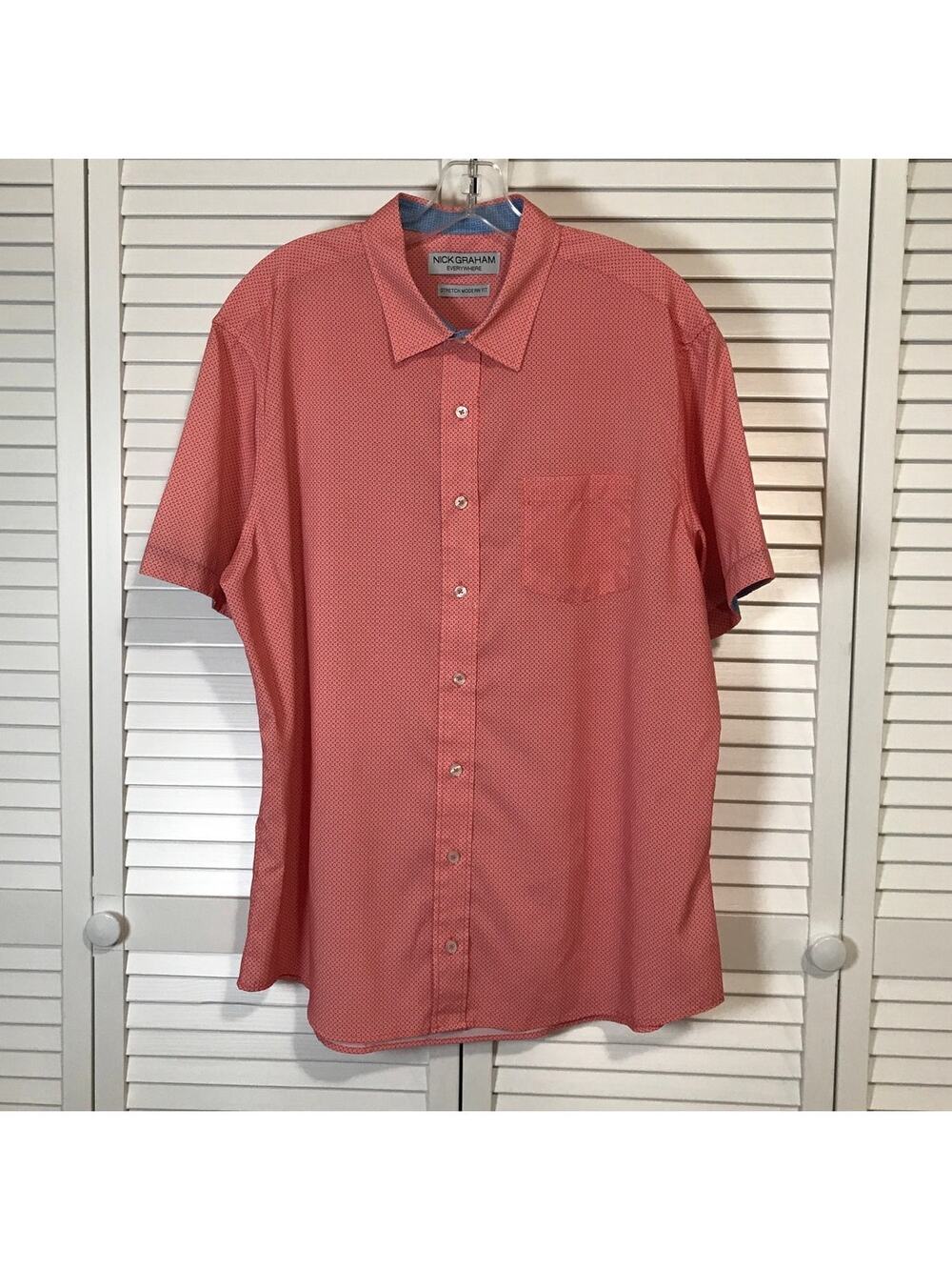 Nick Graham Pink Everywhere Performance Stretch Modern Fit Collared Shirt Men XL